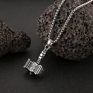 Viking Thors Hammer Pendant, stainless steel, another view