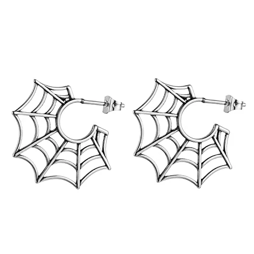 Spider Spider Web Earrings, stainless steel