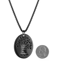 Tree Of Life Pendant, stainless steel, black, another view