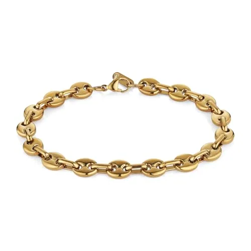 Coffee Bean Bracelet, stainless steel, 7 mm, gold