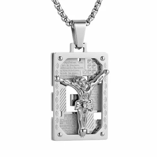 Lord's Prayer Dog Tag, stainless steel, silver