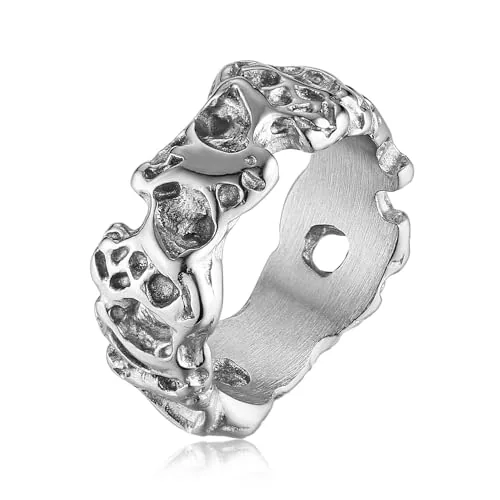 Irregular Potholed Ring, stainless steel, silver