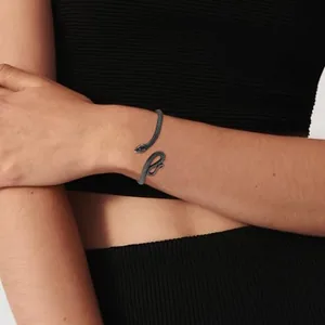 Snake Open Bangle, stainless steel, another view
