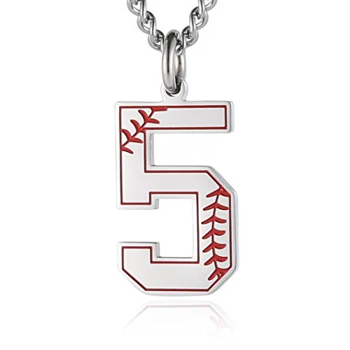 Baseball Initial Pendant, stainless steel