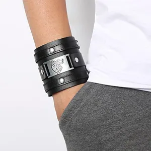 Viking Cuff Bracelet, leather, another view