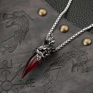 Dragon Pendant, stainless steel, red, another view