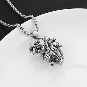 Screw Heart Pendant, stainless steel, another view