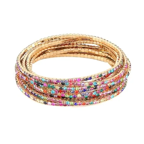 Tennis Stretch Bracelet, gold-plated steel, pack of 10