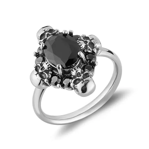 Skull Ring, stainless steel, black