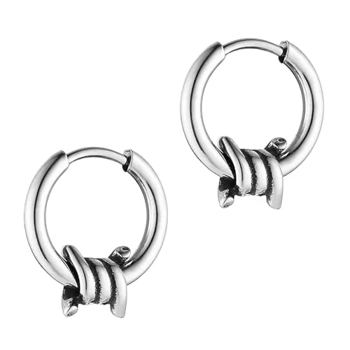 Barbed Wire Huggie Earrings, stainless steel