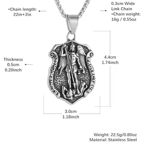 Saint Michael Pendant, stainless steel, another view