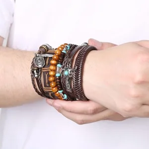 Braided Cuff Bracelet, leather, rope chain, another view