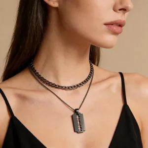 Dog Tag, stainless steel, black, another view