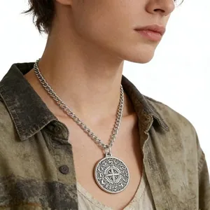 Zodiac Compass Pendant, stainless steel, another view
