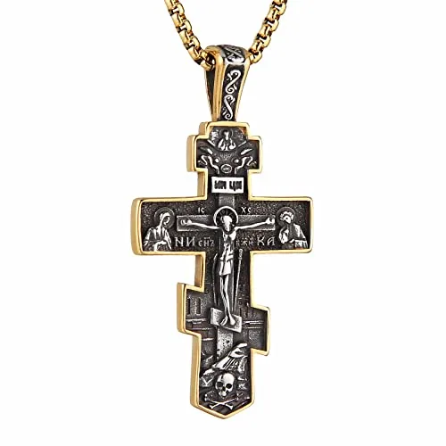 Eastern Orthodox Cross Chain, stainless steel