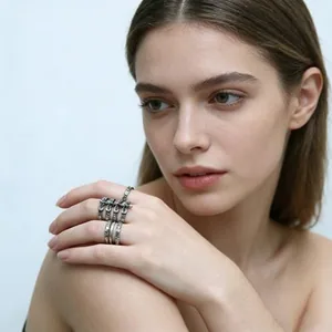 Spine Skeleton Ring, stainless steel, another view