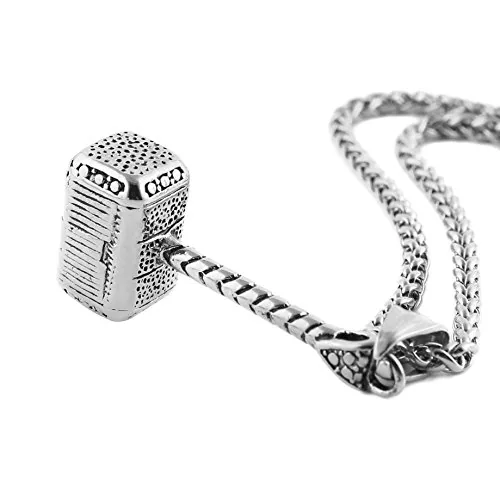 Thor Hammer Pendant, stainless steel, silver