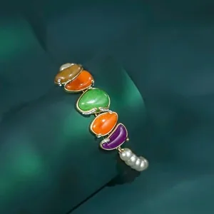 Colorful Agate Pearl Bracelet, another view