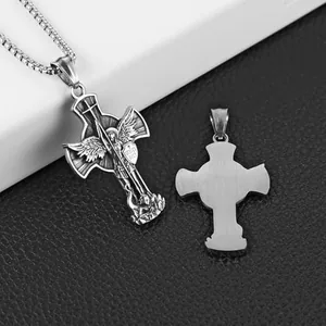 Michael Archangel Cross Pendant, stainless steel, another view