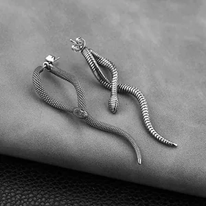 Snake Stud Earrings, stainless steel, another view