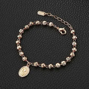 Virgin Mary Cross Rosary, gold-plated steel, another view