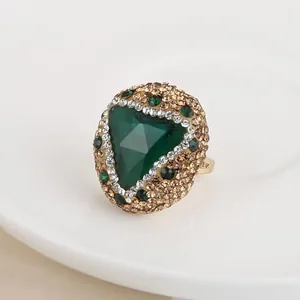 Malachite Statement Ring, gold-plated steel, green, another view