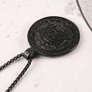 Seal Solomon Six-Pointed Pendant, stainless steel, black, another view
