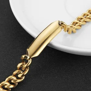 Dog Tag, stainless steel, Cuban chain, gold, another view