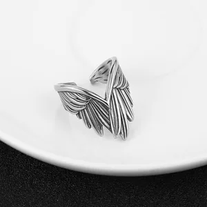 Angel Wing Ring, stainless steel, another view