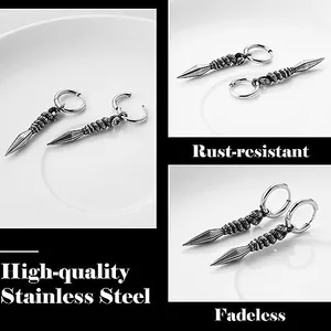 Sword Dangle Earrings, stainless steel, another view
