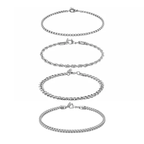 Fade Bracelet, stainless steel, Cuban chain, pack of 4