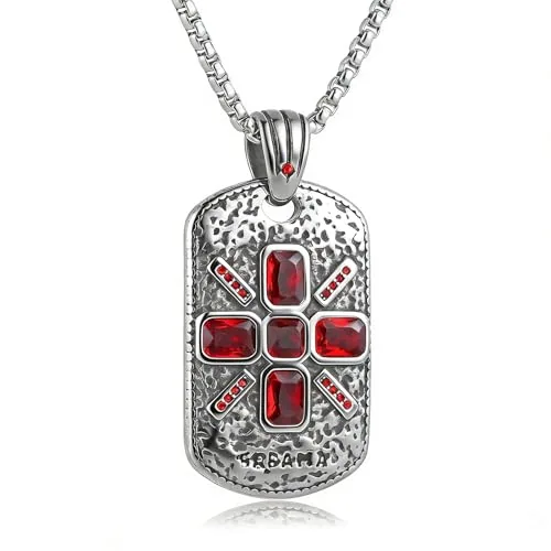 Dog Tag, stainless steel, red