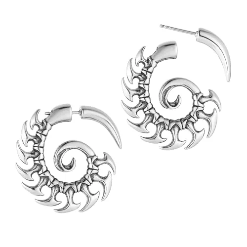 Conch Scorpion Tail Stud Earrings, stainless steel, silver