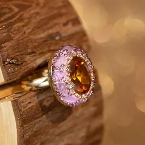 Amber Crystal Ring, gold-plated steel, gold, another view