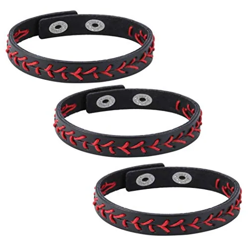Softball Baseball Bangle, leather, pack of 3, white