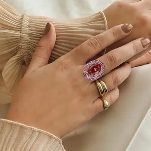 Amber Crystal Ring, gold-plated steel, gold, another view