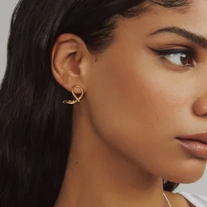 Infinity Twist Open Hoop Earrings, stainless steel, gold, another view