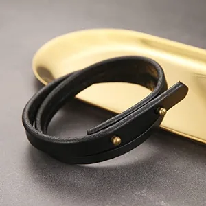 Wrap Wristband, leather, black, another view