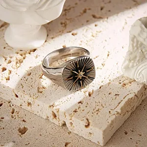 Viking Nautical Compass Ring, stainless steel, another view
