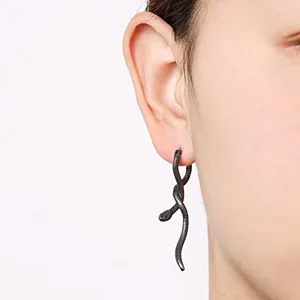 Snake Hoop Earrings, stainless steel, another view