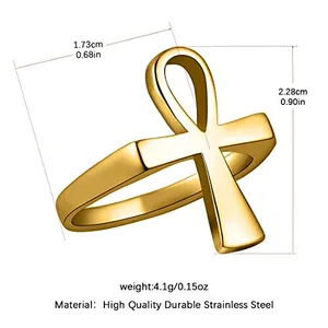Egyptian Ankh Cross Ring, stainless steel, another view