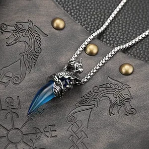 Dragon Pendant, stainless steel, blue, another view