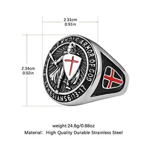 Knights Templar Ring, stainless steel, another view