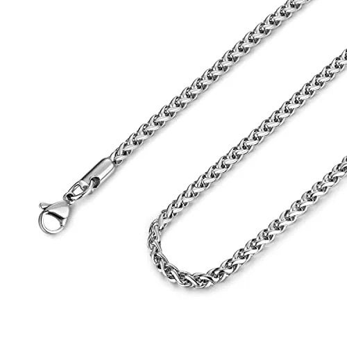 Chain, stainless steel, wheat link, 3 mm