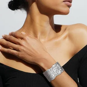 Chunky Cuff Bracelet, gold-plated steel, another view