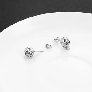 Skull Stud Earrings, stainless steel, another view