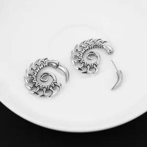 Conch Scorpion Tail Stud Earrings, stainless steel, silver, another view