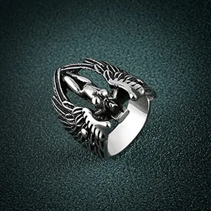 Archangel Goddess Feather Ring, stainless steel, silver, another view