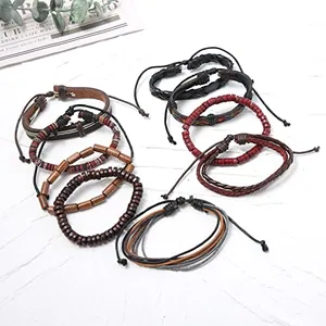 Hemp Cords Wood Bracelet, leather, another view