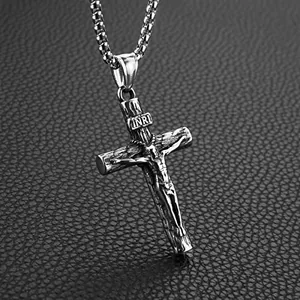 Jesus Crucifix Cross Pendant, stainless steel, another view